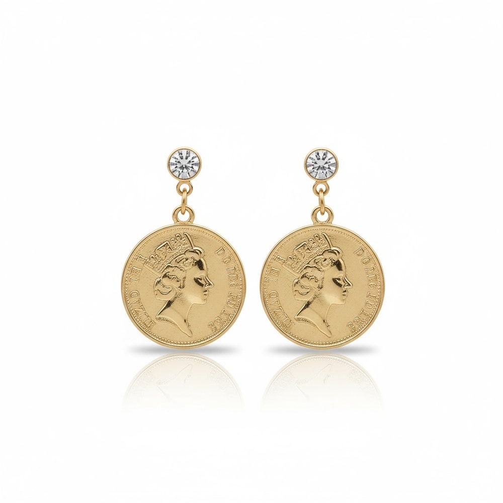 * MKD Double Royalty Queen Coin Earrings NEW